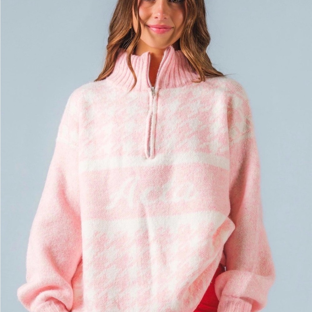Acta Elegant Pink Half-Zip Sweater